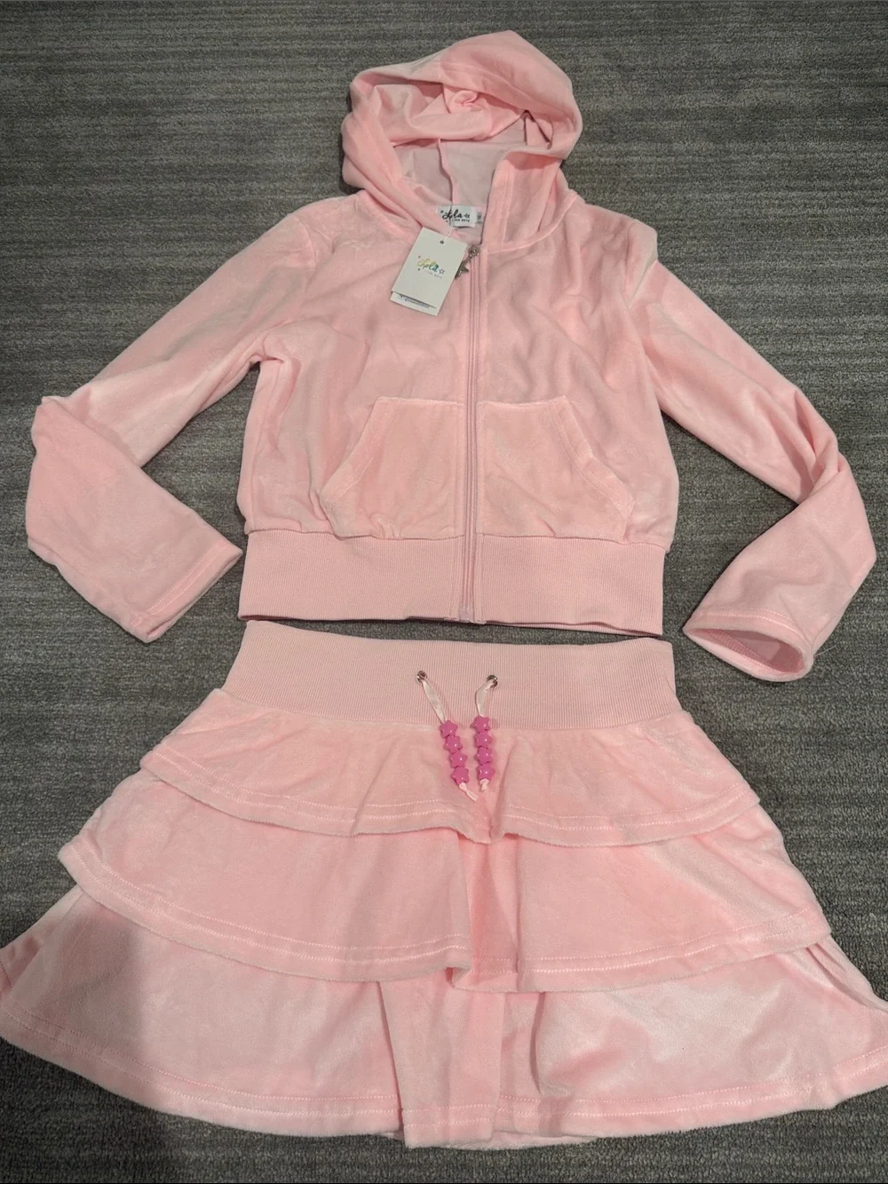 NWT Lola + The Boys Velour Margot Set Pink | Girls Size 14 | New With Tags